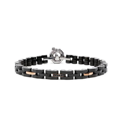 Pulsera de oro rosa de 18 kt con diamantes blancos y negros